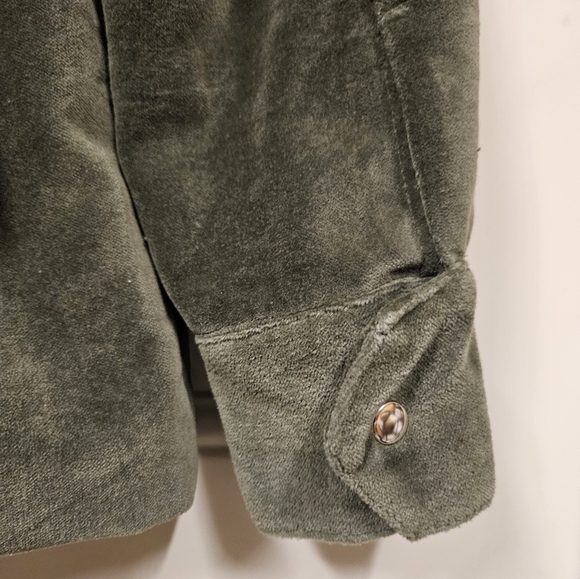 Anthro Aztec South Western Embroidered Tassel Olive Velvet Parka Jacket size M - Picture 9 of 16